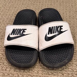 Nike Kids Black and White Slides Sandals